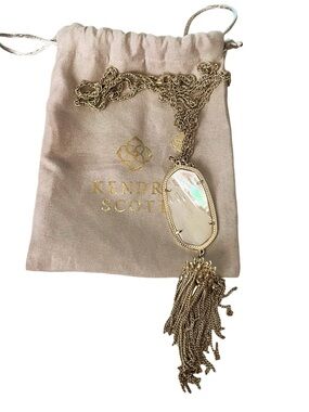 Kendra Scott Gold Necklace with Iridescent Mother-of-Pearl Pendant Tassel 15”